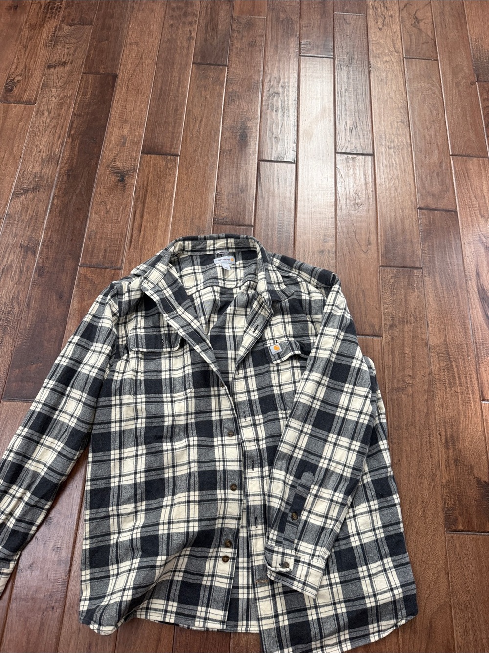 Carhartt  Mens Black & Cream Plaid Utility Flannel Jacket